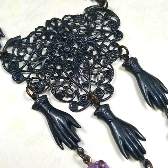 Repurposed 1950s Vintage Jewelry Art Deco Art Nouveau Design Assemblage Necklace - Picture 9 of 12